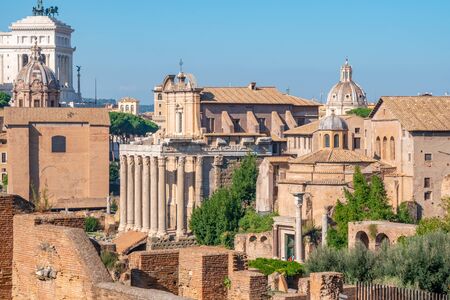 Ancient ruins of the Roman Forum in Rome, Italy. Travel.の写真素材