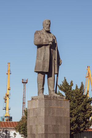 Poti, Georgia - 08.11.2019: Statue of Niko Nikoladze in Poti. Georgia.のeditorial素材