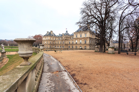 Luxembourg Palace in Jardin du Luxembourg, park in Paris. Travel.のeditorial素材