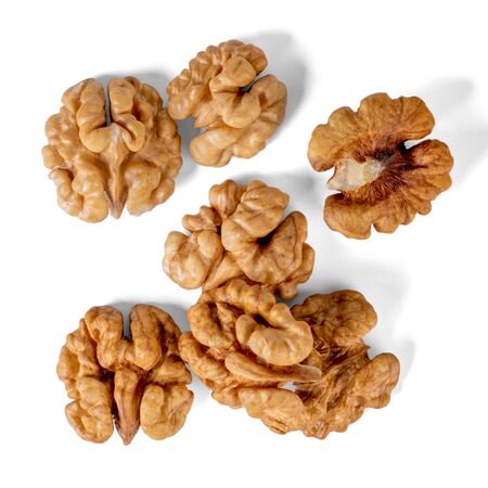 Walnut kernel isolated on white background. Healthy food.
