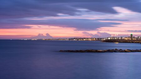 Beautiful sunset on the coast of Bari, Adriatic Sea. Landscape.