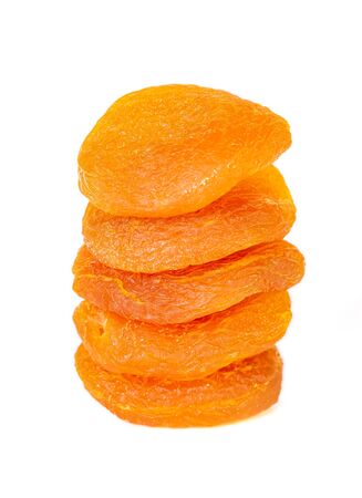 Dried apricots isolated on white background. Healthy food. Fruit.の写真素材