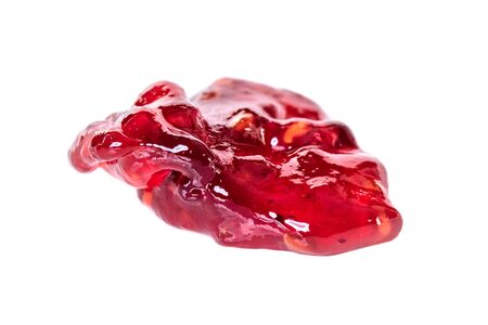 Red blackberry jam spot isolated on white background. Sweets.の写真素材