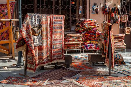 Tbilisi, Georgia 22 January 2020 - Carpets for sale on Tbilisi street. Travel.のeditorial素材
