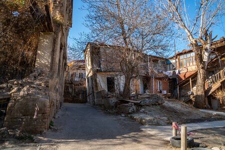Tbilisi, Georgia 26 January 2020 - Old abandoned houses in historical part of Tbilisiのeditorial素材