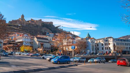 Tbilisi, Georgia 26 January 2020 - View of Georgian capital of Tbilisi, old town architecture and...