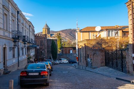 Tbilisi, Georgia 26 January 2020 - Old historic houses in Tbilisi. Travel.のeditorial素材