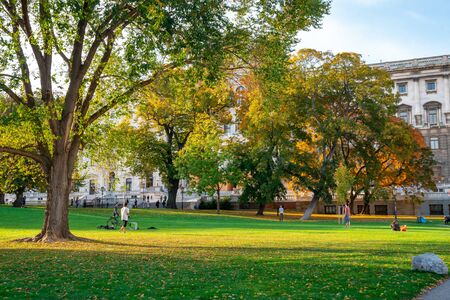 Vienna, Austria 25 November 2019 - People relaxing in a park in Vienna