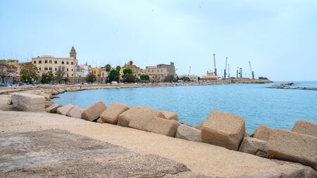 Sea coastline of city Bari, South Italy. Travel.の写真素材