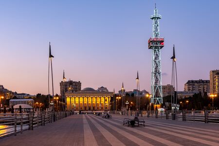 Baku, Azerbaijan 27 January 2020 - Night view of Baku, capital of Azerbaijan.のeditorial素材