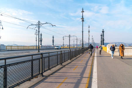 Budapest, Hungary - November 12, 2018: Margaret Bridge in Budapest, connecting Buda and Pest across the Danube riverのeditorial素材