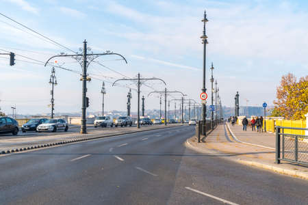 Budapest, Hungary - November 12, 2018: Margaret Bridge in Budapest, connecting Buda and Pest across the Danube riverのeditorial素材