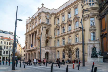 Budapest, Hungary - November 10, 2018: Beautiful view of historic city of Budapest, people and...