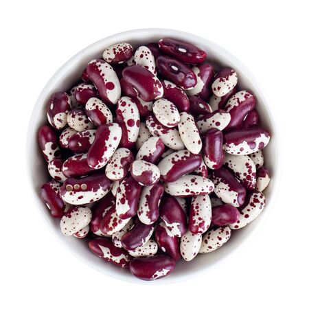 Close-up red Beans in the bowl isolated on white background, food