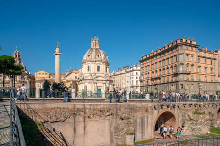 Rome, Italy - 27 October, 2019: Trajan's Forum with Trajan's column and Basilica Ulpia. Rome. Travelのeditorial素材