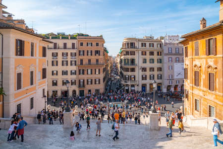 Rome, Italy - 28 October, 2019: Spanish Steps and Square of Spain, Piazza di Spagna in Romeのeditorial素材