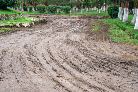 Repair of paths in park, repair work in Poti park, Georgia