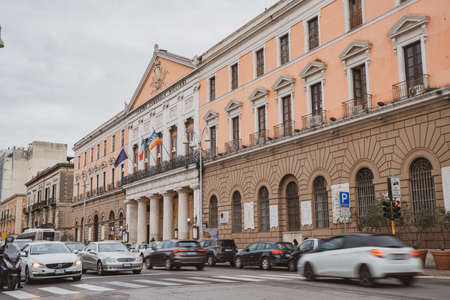 Bari, Italy - 06 November, 2019: Facade of Teatro Comunale Piccinni in Bari, Italy. Travel