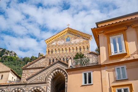 Amalfi, Italy - 1 November, 2019: Front entrance of Amalfi Cathedral, Amalfi coastのeditorial素材
