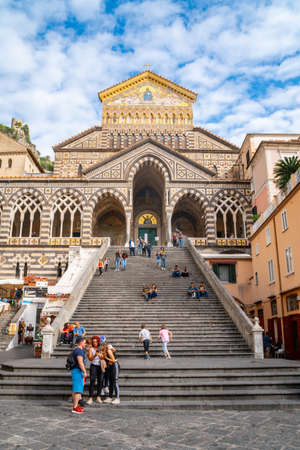 Amalfi, Italy - 1 November, 2019: Front entrance of Amalfi Cathedral, Amalfi coastのeditorial素材