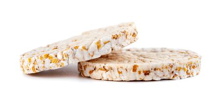 Corn crackers isolated on white background, Healthy snack. Studioの写真素材