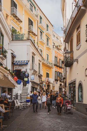 Amalfi, Italy - 1 November, 2019: Street scene of Amalfi Town, Italy. Travelのeditorial素材