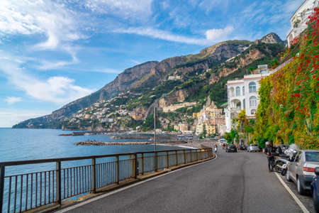 Amalfi, Italy - 1 November, 2019: Amalfi cityscape on coast of mediterranean sea, travelのeditorial素材