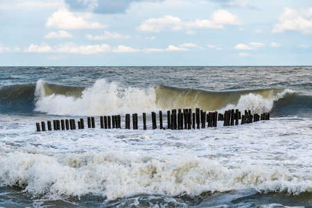Big stormy waves on the black sea, Poti, Georgia. Landscape
