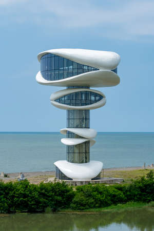 Abstract metal construction near the Black Sea in Anaklia, Georgia