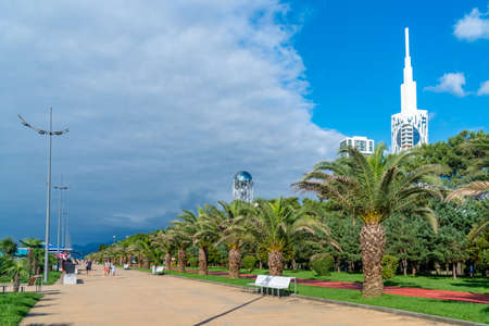 Batumi, Georgia - 04 August, 2020: Building of Technological University in Batumi boulevard. Travelのeditorial素材