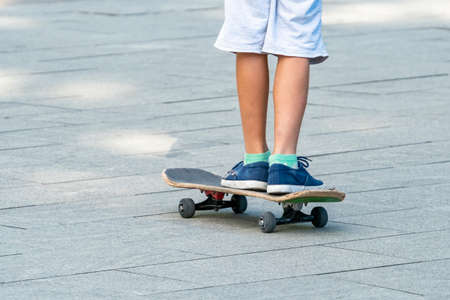 Young skateboarder in Batumi park, sport life. Peopleの写真素材