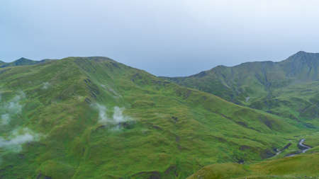 Beautiful mountain landscape in Upper Khevsureti, Georgia. Travel