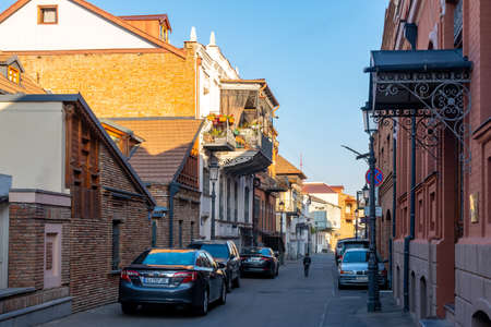 Tbilisi, Georgia - 14 October, 2020: Old historic houses in Tbilisi, travel in Georgia