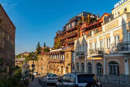 Tbilisi, Georgia - 14 October, 2020: Old historic houses in Tbilisi, travel in Georgia