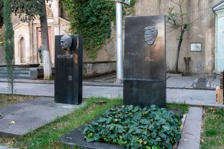 Tbilisi, Georgia - 23 November, 2020: Mtatsminda Pantheon of Writers and Public Figures, cemetery near Mama Daviti churchのeditorial素材