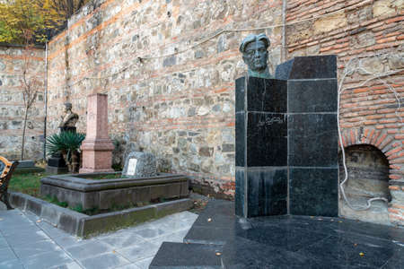 Tbilisi, Georgia - 23 November, 2020: Mtatsminda Pantheon of Writers and Public Figures, cemetery near Mama Daviti churchのeditorial素材