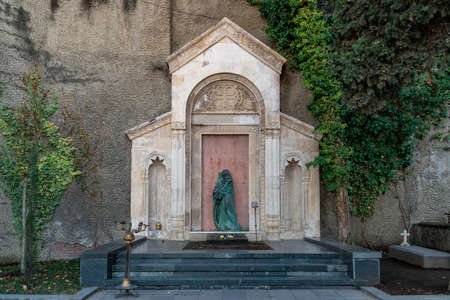 Tbilisi, Georgia - 23 November, 2020: Mtatsminda Pantheon of Writers and Public Figures, cemetery near Mama Daviti church. Ilia Chavchavadzeのeditorial素材