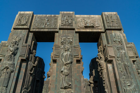 Tbilisi, Georgia - 28 November, 2020: Monument known as Chronicle of Georgia or History Memorial of Georgia, in Tbilisiのeditorial素材