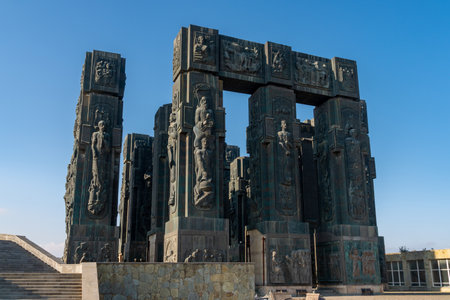 Tbilisi, Georgia - 28 November, 2020: Monument known as Chronicle of Georgia or History Memorial of Georgia, in Tbilisiのeditorial素材