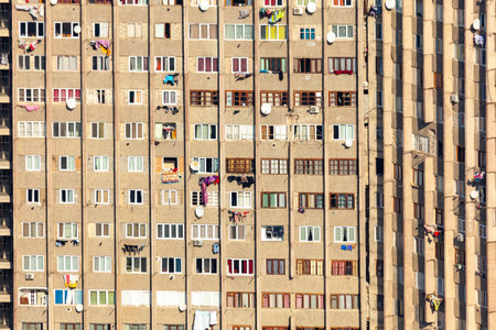 Tbilisi, Georgia - 28 November, 2020: multi-storey residential building in Tbilisi. Peopleのeditorial素材