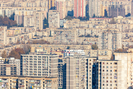 Tbilisi, Georgia - 28 November, 2020: View of the residential areas of Tbilisi, cityscapeのeditorial素材