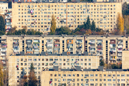 Tbilisi, Georgia - 28 November, 2020: View of the residential areas of Tbilisi, cityscapeのeditorial素材