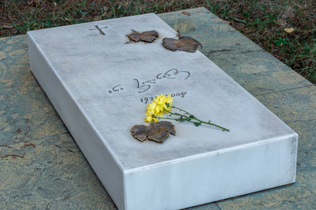 Tbilisi, Georgia - 23 November, 2020: Mtatsminda Pantheon of Writers and Public Figures, cemetery near Mama Daviti church. Anna Kalandadzeのeditorial素材