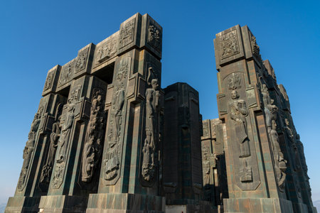 Tbilisi, Georgia - 28 November, 2020: Monument known as Chronicle of Georgia or History Memorial of Georgia, in Tbilisiのeditorial素材
