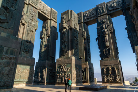 Tbilisi, Georgia - 28 November, 2020: Monument known as Chronicle of Georgia or History Memorial of Georgia, in Tbilisiのeditorial素材