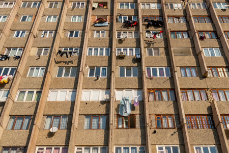 Tbilisi, Georgia - 28 November, 2020: multi-storey residential building in Tbilisi. Peopleのeditorial素材