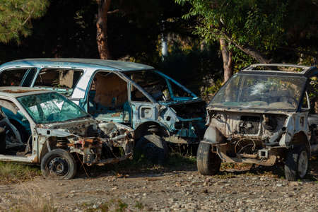 Dump of cars involved in an accident, transportation