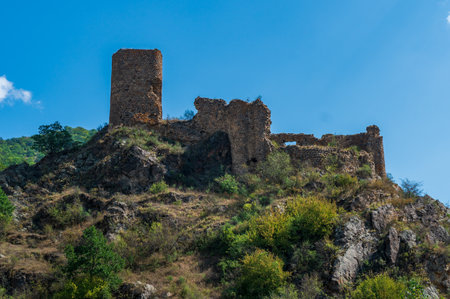 Ruined old fortress in southern Georgia, medieval historyの写真素材