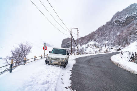 Road to Gudauri resort in winter. Travelの写真素材