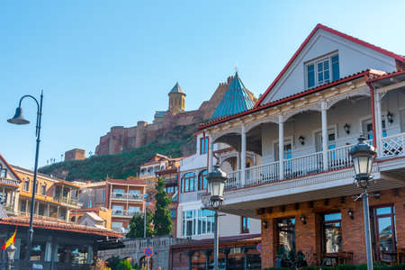 Tbilisi, Georgia - 03 April, 2021: Ancient fortress Narikala and old town Tbilisi, Capital of...